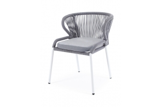 MR1001589 стул из роупа, каркас алюминий светло-серый шагрень, роуп салатовый, ткань светло-серая